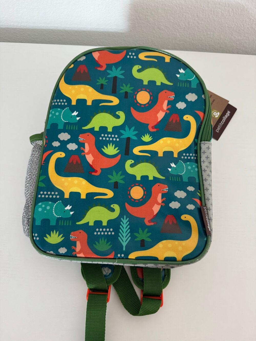 Petit College Dinosaur Small Backpack New Green Little Kids